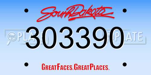 303390 South Dakota License Plate