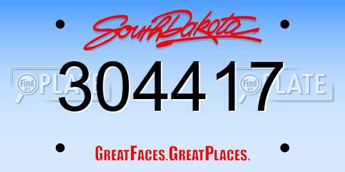 304417 South Dakota License Plate