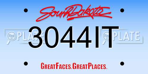 3044IT South Dakota License Plate