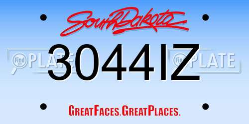 3044IZ South Dakota License Plate