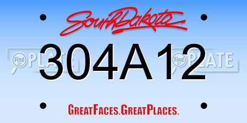 304A12 South Dakota License Plate