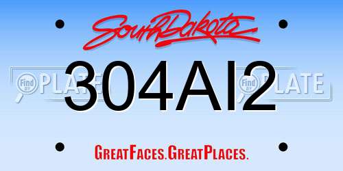 304AI2 South Dakota License Plate