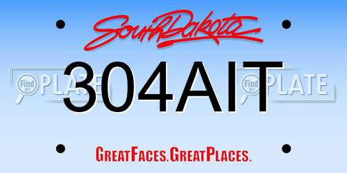 304AIT South Dakota License Plate
