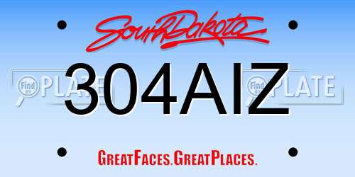 304AIZ South Dakota License Plate