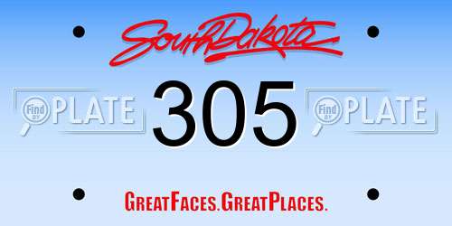 305 South Dakota License Plate