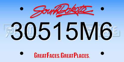 30515M6 South Dakota License Plate