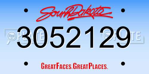3052129 South Dakota License Plate