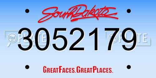 3052179 South Dakota License Plate
