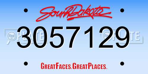 3057129 South Dakota License Plate
