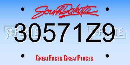 30571Z9 South Dakota License Plate