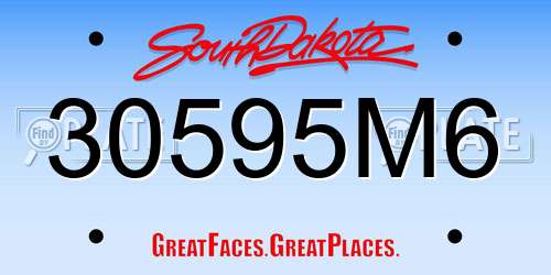 30595M6 South Dakota License Plate