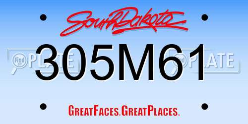 305M61 South Dakota License Plate