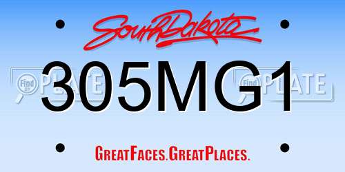 305MG1 South Dakota License Plate