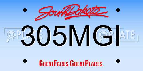 305MGI South Dakota License Plate