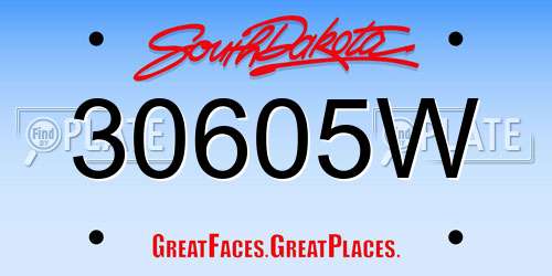 30605W South Dakota License Plate