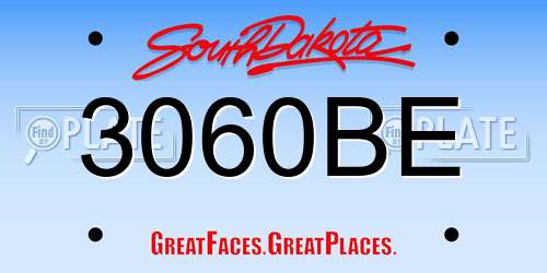3060BE South Dakota License Plate