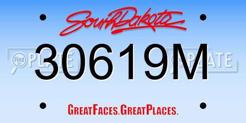 30619M South Dakota License Plate