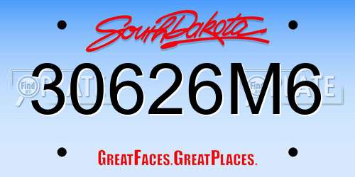 30626M6 South Dakota License Plate