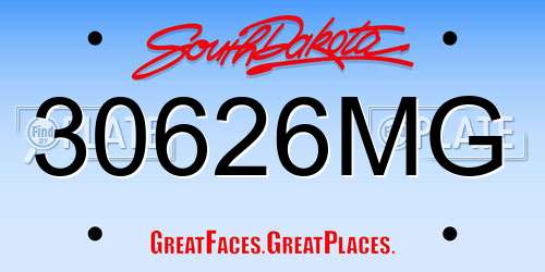 30626MG South Dakota License Plate