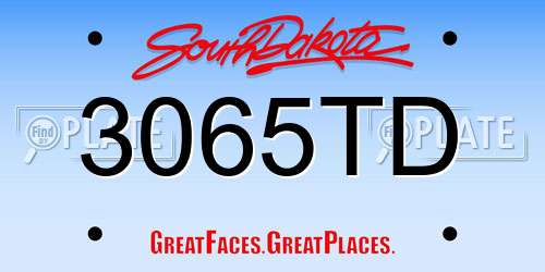 3065TD South Dakota License Plate
