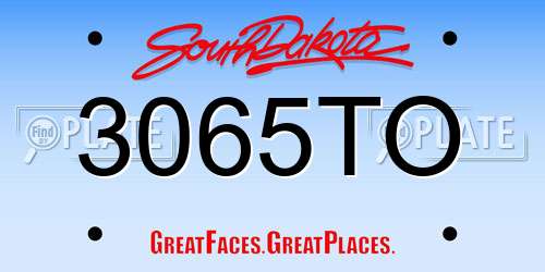 3065TO South Dakota License Plate