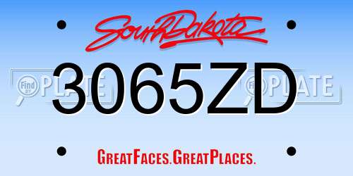 3065ZD South Dakota License Plate