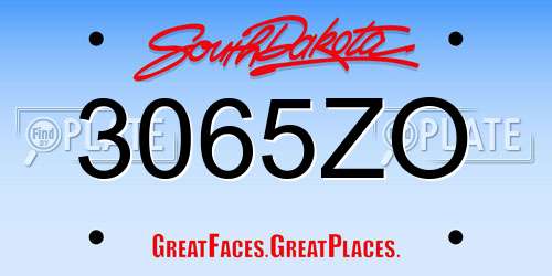 3065ZO South Dakota License Plate