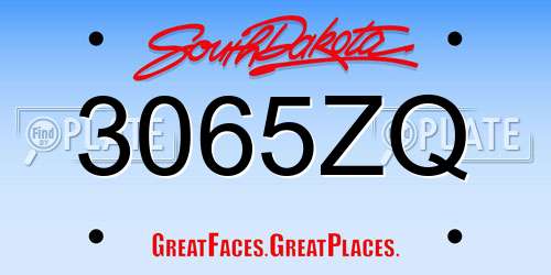 3065ZQ South Dakota License Plate
