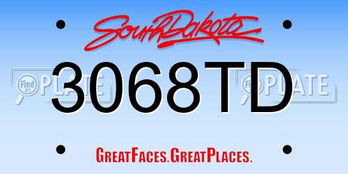 3068TD South Dakota License Plate