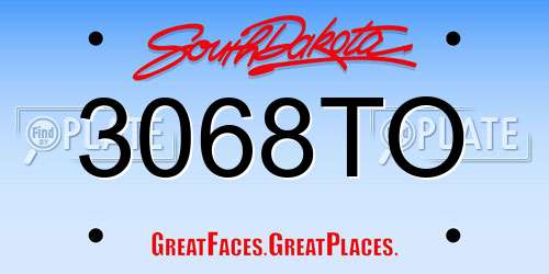 3068TO South Dakota License Plate