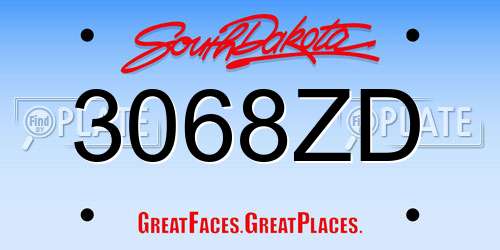3068ZD South Dakota License Plate