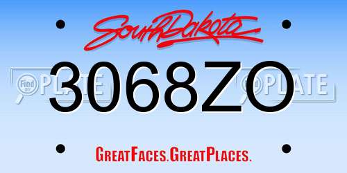 3068ZO South Dakota License Plate