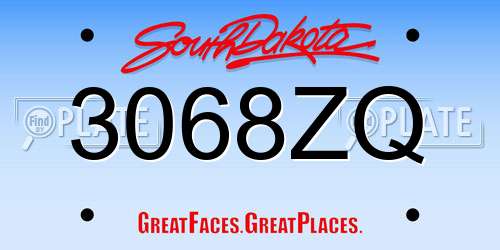 3068ZQ South Dakota License Plate