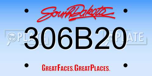 306B20 South Dakota License Plate
