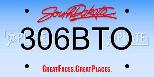 306BTO South Dakota License Plate