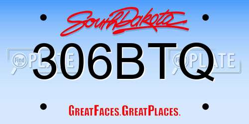 306BTQ South Dakota License Plate