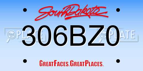 306BZ0 South Dakota License Plate
