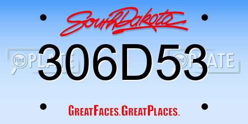 306D53 South Dakota License Plate