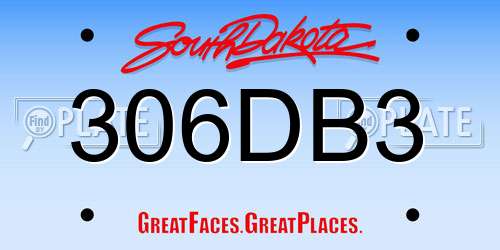 306DB3 South Dakota License Plate