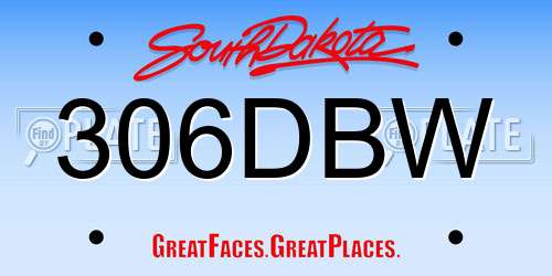 306DBW South Dakota License Plate