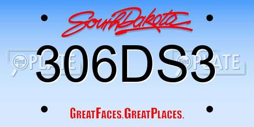 306DS3 South Dakota License Plate