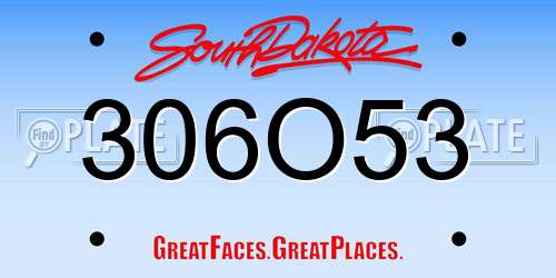 306O53 South Dakota License Plate