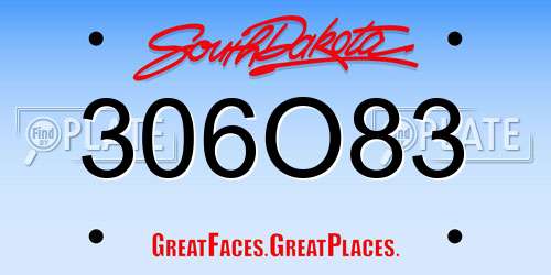 306O83 South Dakota License Plate