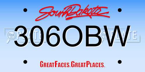 306OBW South Dakota License Plate