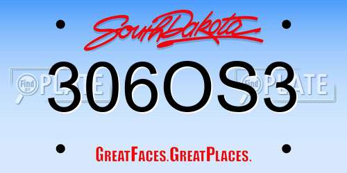306OS3 South Dakota License Plate