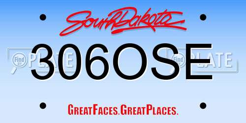 306OSE South Dakota License Plate
