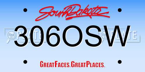 306OSW South Dakota License Plate