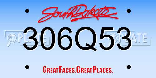 306Q53 South Dakota License Plate
