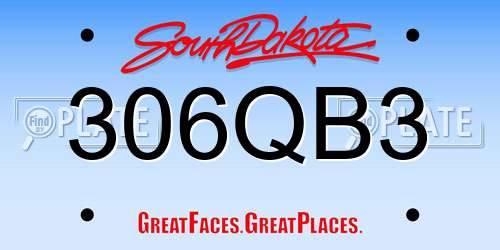 306QB3 South Dakota License Plate