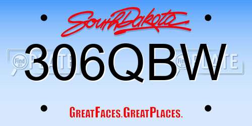 306QBW South Dakota License Plate